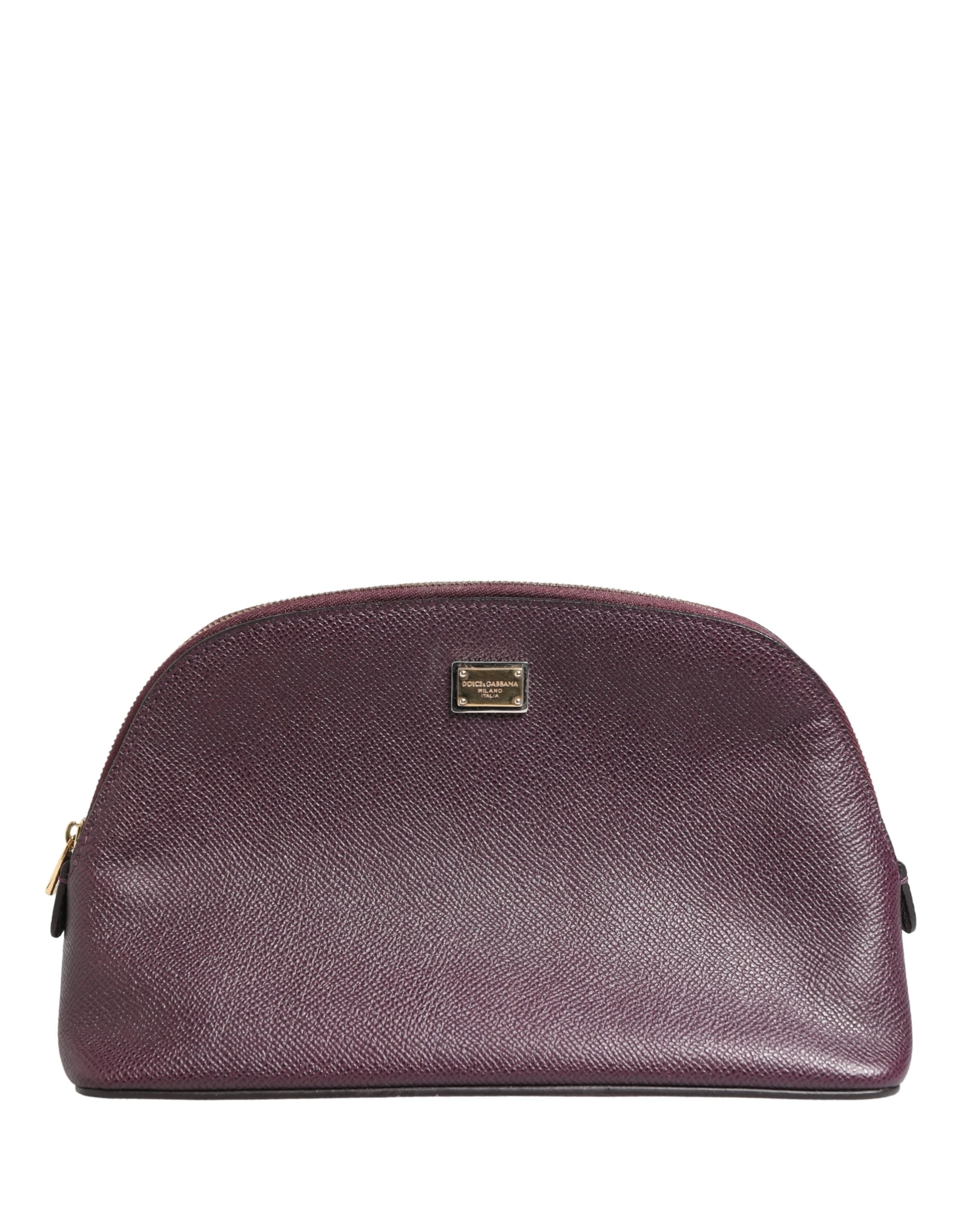 Dolce & Gabbana Dolce & Gabbana Dark Purple Leather DG Logo Zip Around Hand Purse Women's Wallet
