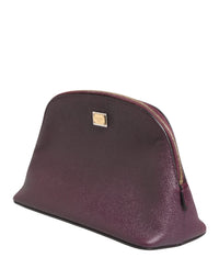 Dolce & Gabbana Dolce & Gabbana Dark Purple Leather DG Logo Zip Around Hand Purse Women's Wallet