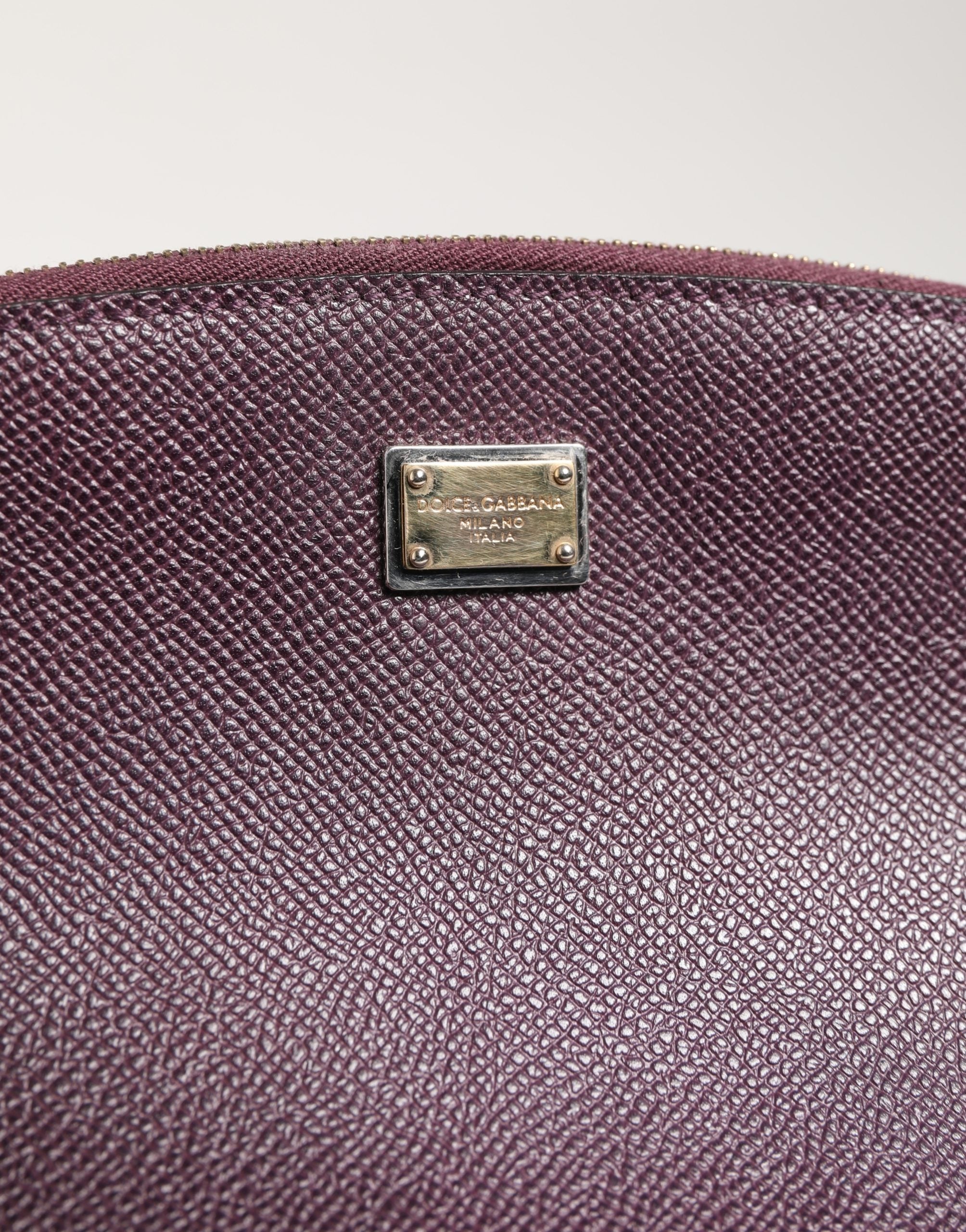 Dolce & Gabbana Dolce & Gabbana Dark Purple Leather DG Logo Zip Around Hand Purse Women's Wallet