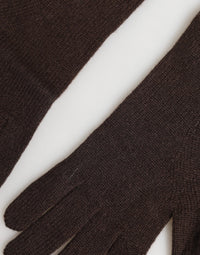 Dolce & Gabbana Brown Cashmere Knitted Elbow Length Mitten Women's Gloves