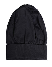 Dolce & Gabbana Black Solid Wool Knitted Winter Beanie Cap Men's Hat