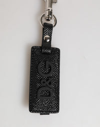 Dolce & Gabbana Dolce & Gabbana Black DG Logo Leather Silver Metal Keyring Men Men's Keychain