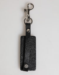 Dolce & Gabbana Dolce & Gabbana Black DG Logo Leather Silver Metal Keyring Men Men's Keychain