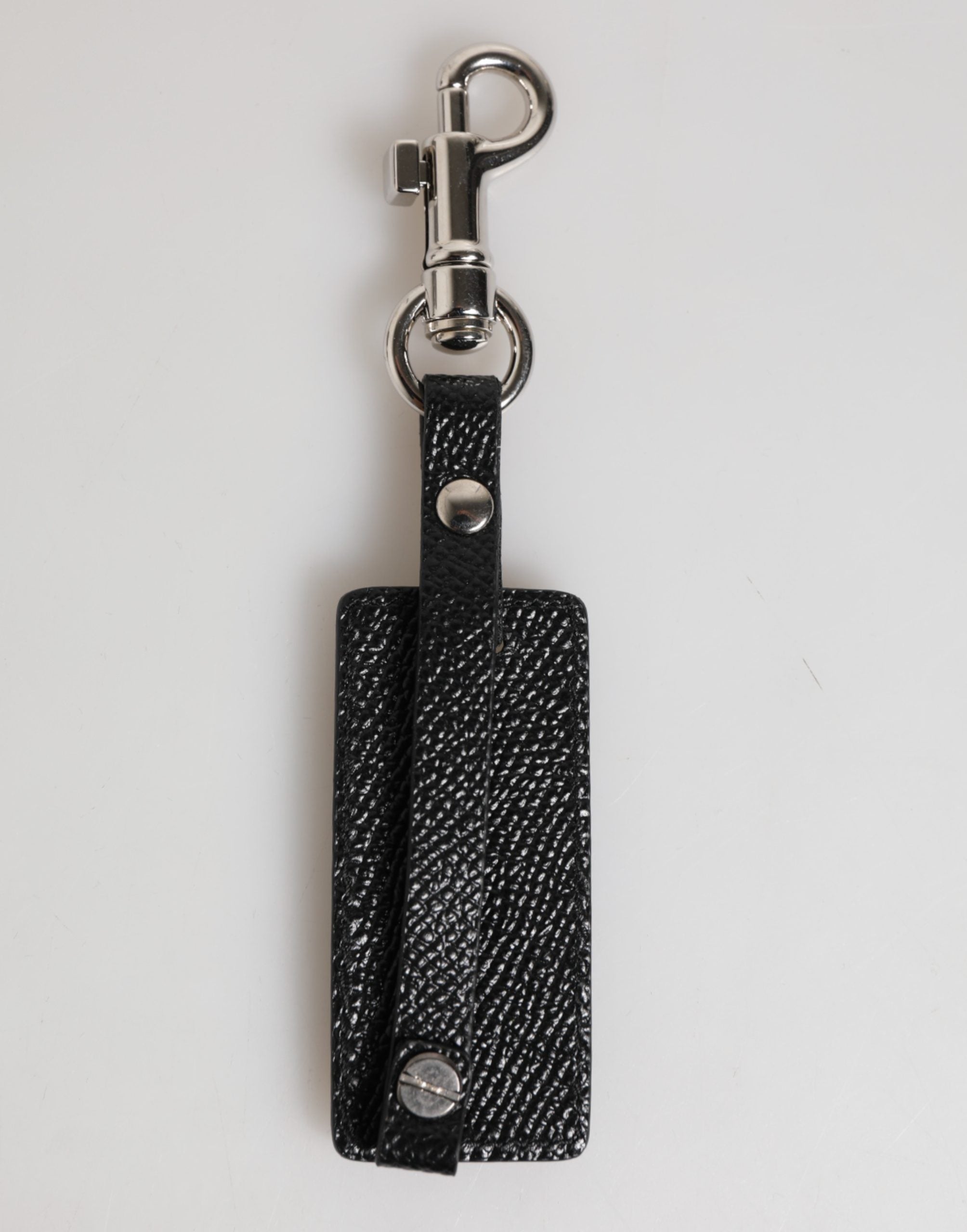 Dolce & Gabbana Dolce & Gabbana Black DG Logo Leather Silver Metal Keyring Men Men's Keychain
