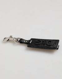 Dolce & Gabbana Dolce & Gabbana Black DG Logo Leather Silver Metal Keyring Men Men's Keychain