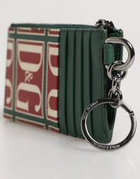 Dolce & Gabbana Dolce & Gabbana Green Calf Leather Logo Print Monogram Card Holder Men's Wallet