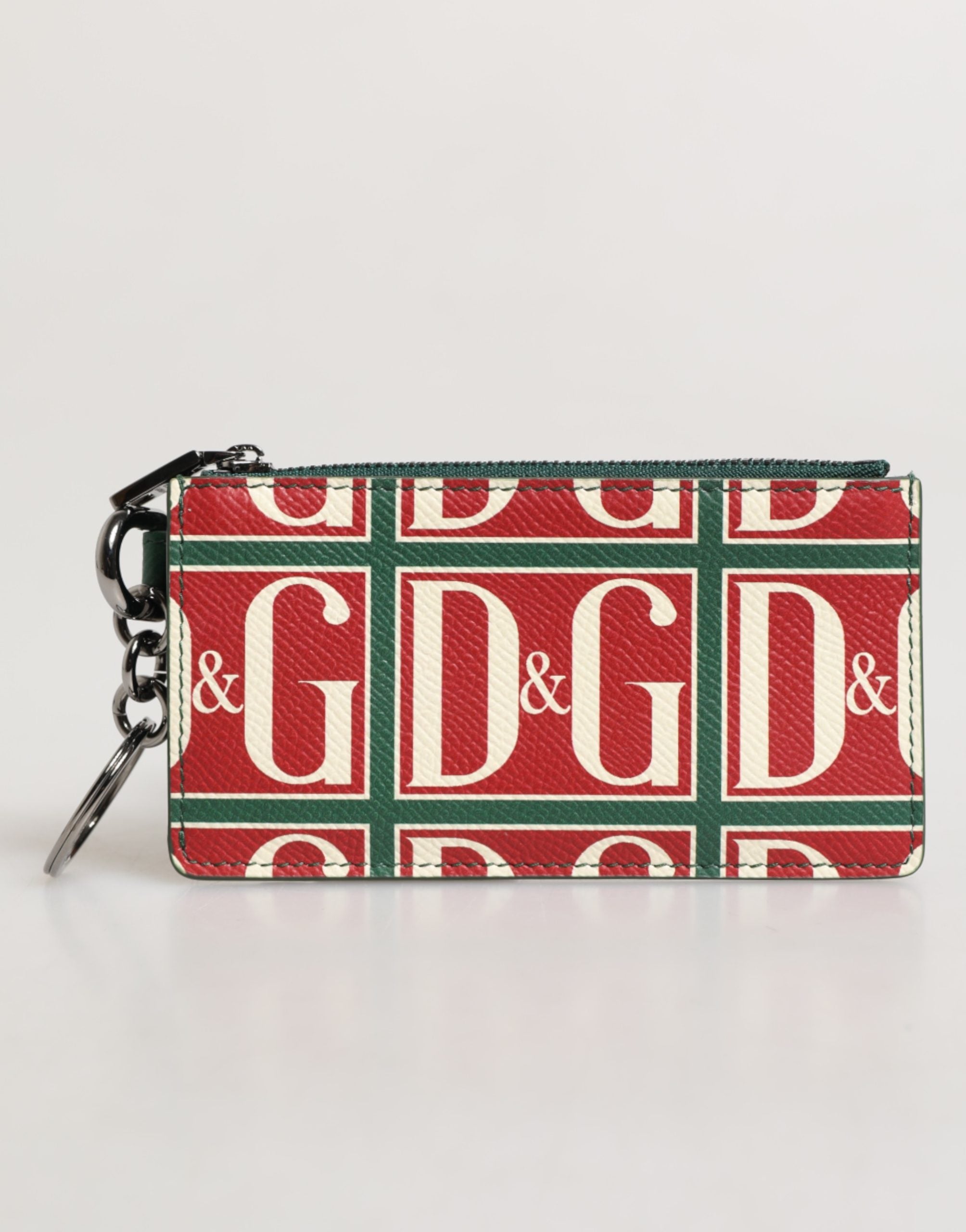 Dolce & Gabbana Dolce & Gabbana Green Calf Leather Logo Print Monogram Card Holder Men's Wallet