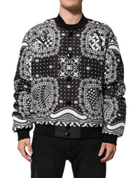 Dolce & Gabbana Black White BandanaPrint Men Bomber Men's Jacket