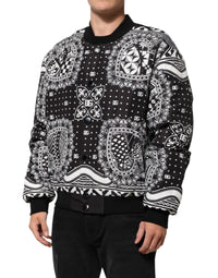 Dolce & Gabbana Black White BandanaPrint Men Bomber Men's Jacket