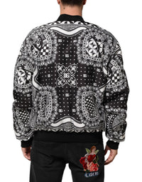 Dolce & Gabbana Black White BandanaPrint Men Bomber Men's Jacket