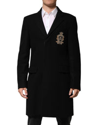 Dolce & Gabbana Black Heraldic Patch Single Breasted Blazer Men's Jacket