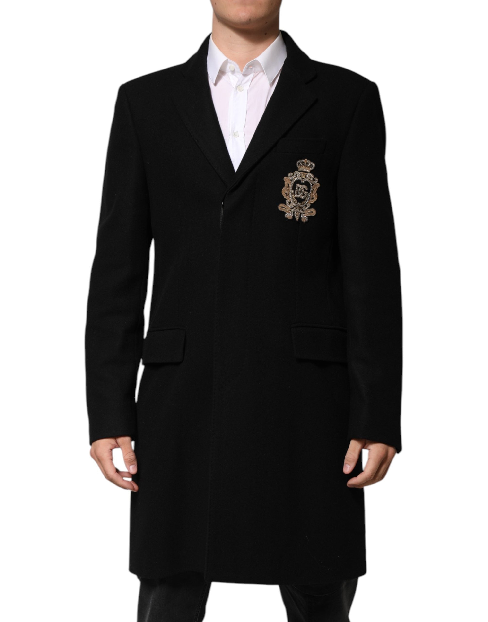 Dolce & Gabbana Black Heraldic Patch Single Breasted Blazer Men's Jacket