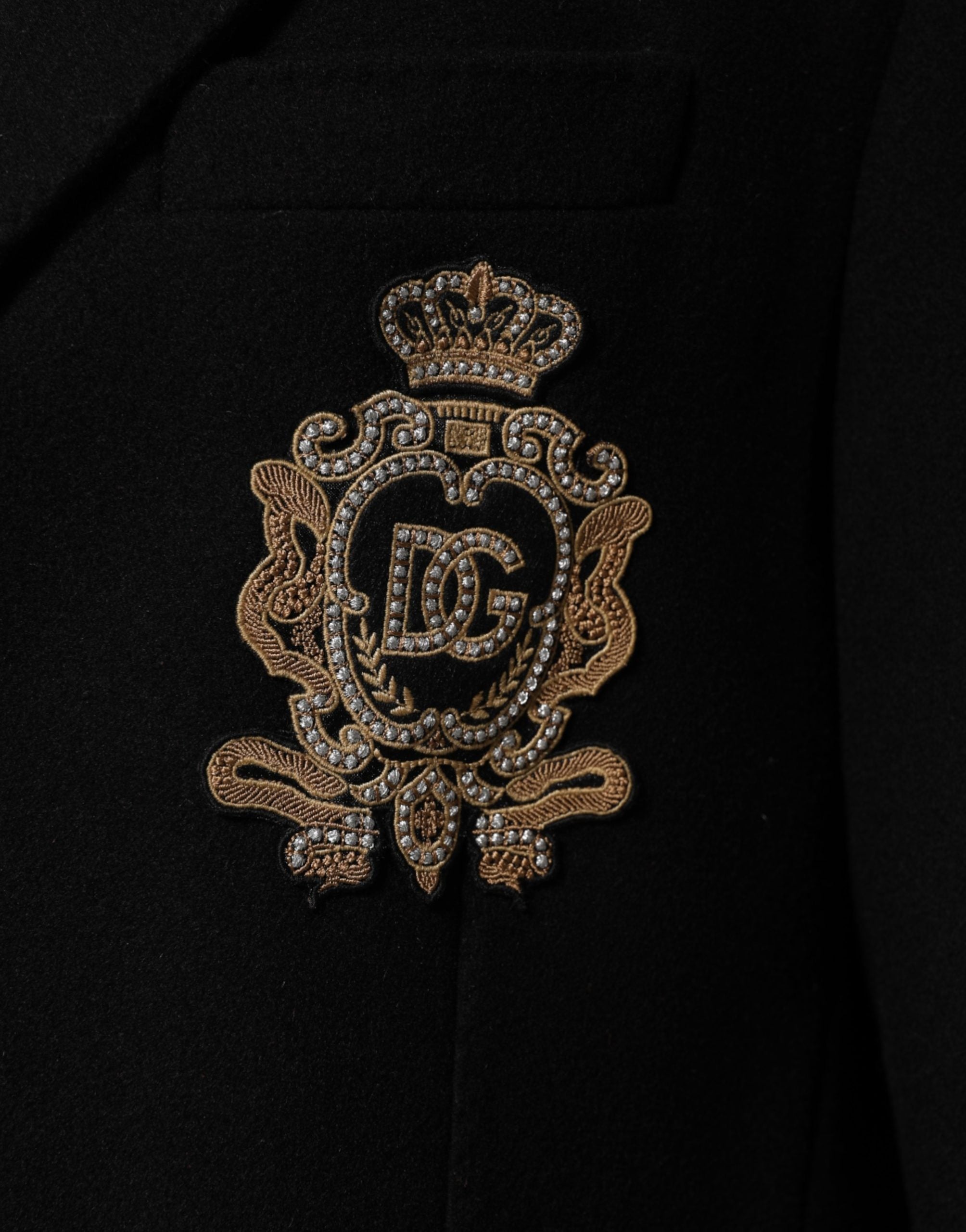 Dolce & Gabbana Black Heraldic Patch Single Breasted Blazer Men's Jacket