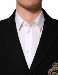 Dolce & Gabbana Black Heraldic Patch Single Breasted Blazer Men's Jacket