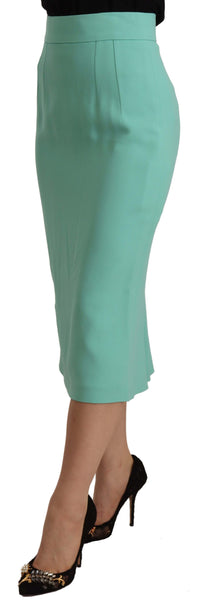 Dolce & Gabbana Mint Green Viscose Pencil Cut Midi Women's Skirt