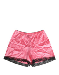 Dolce & Gabbana Pink Silk Satin Lace Trim Pajama Shorts Women's Sleepwear