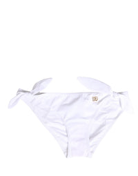 Dolce & Gabbana White Nylon DG Logo Plaque Bikini Bottom Women's Swimwear