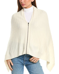 Forte Cashmere Wool & Cashmere-Blend Poncho One Size Fits All White
