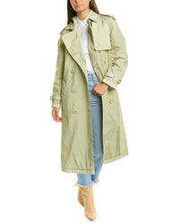 Burberry Garment Dyed Nylon Trench Coat Green