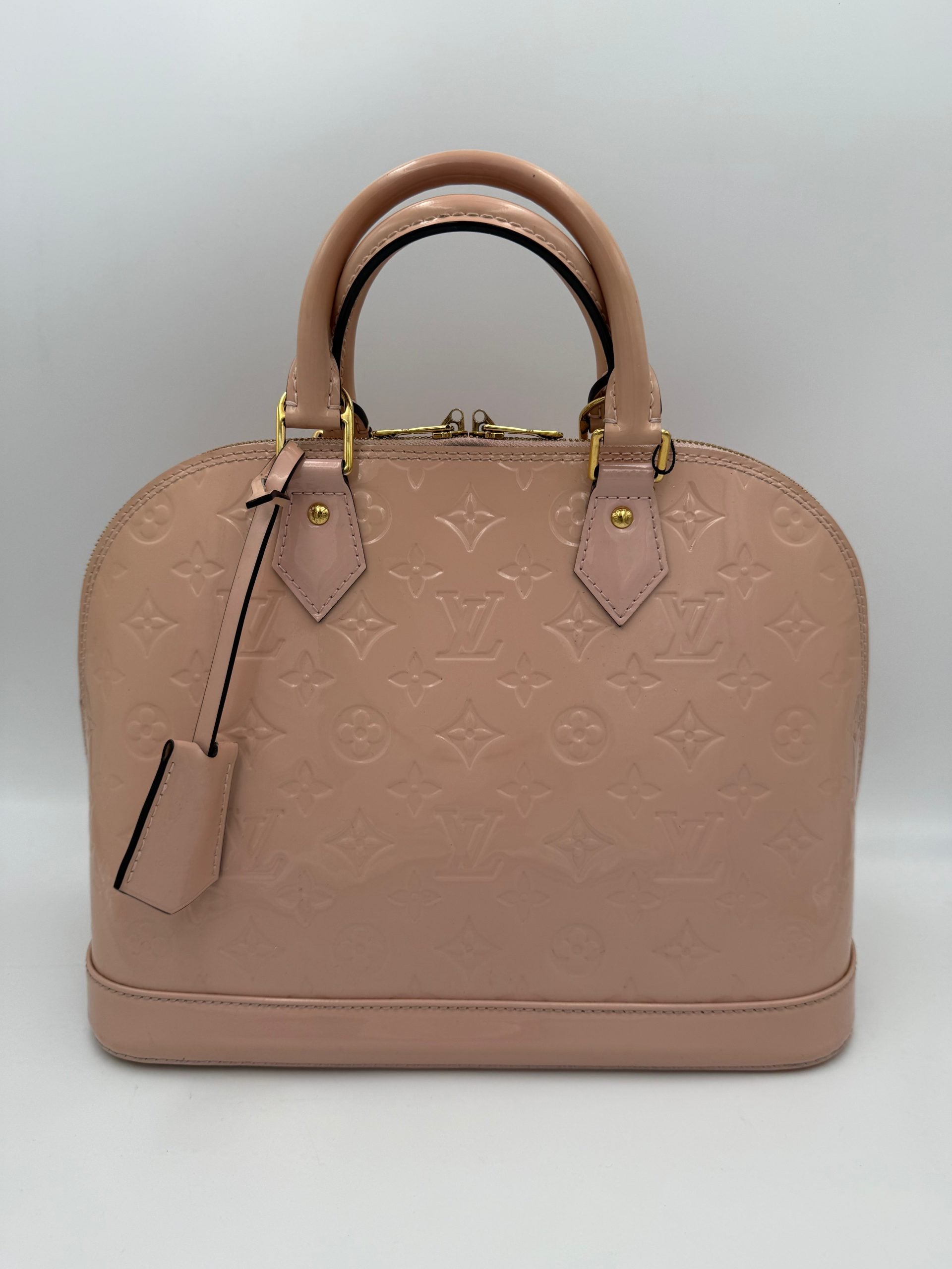 Louis Vuitton LOUIS VUITTON Alma MM Pink Patent Monogram Handbag (Authentic Pre-Loved)