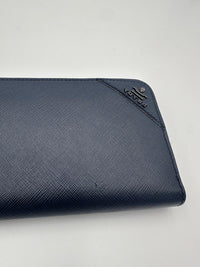 Prada PRADA Zip in Blue Saffiano Wallet (Authentic Pre-Loved)