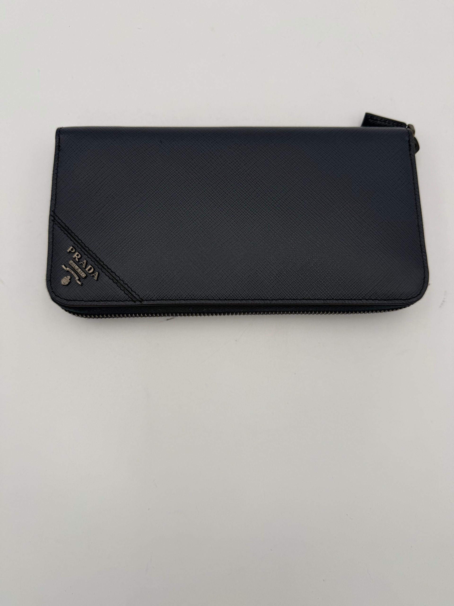Prada PRADA Zip in Blue Saffiano Wallet (Authentic Pre-Loved)