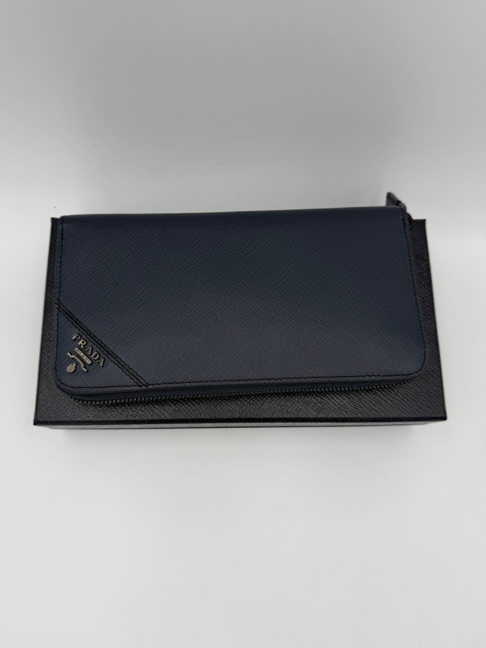 Prada PRADA Zip in Blue Saffiano Wallet (Authentic Pre-Loved)