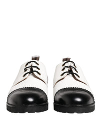 Dolce & Gabbana Dolce & Gabbana Black White Leather Derby Women's Shoes