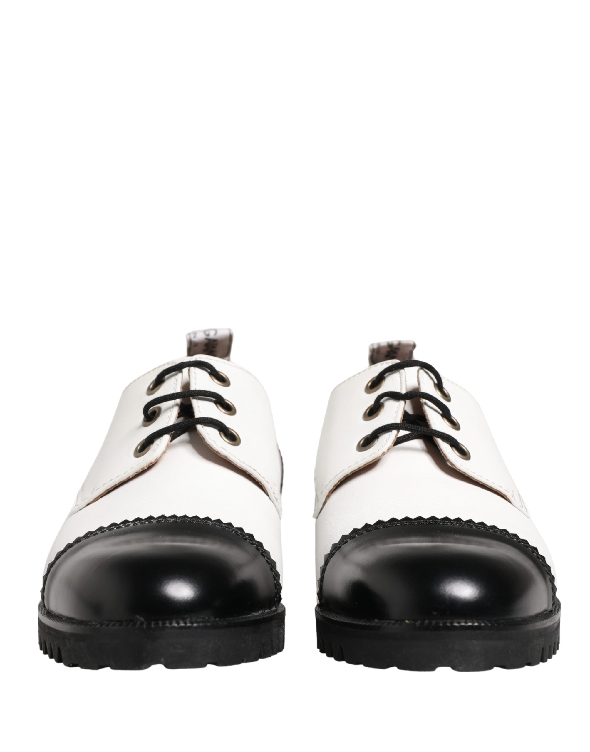 Dolce & Gabbana Dolce & Gabbana Black White Leather Derby Women's Shoes