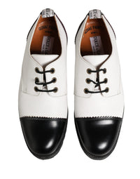 Dolce & Gabbana Dolce & Gabbana Black White Leather Derby Women's Shoes