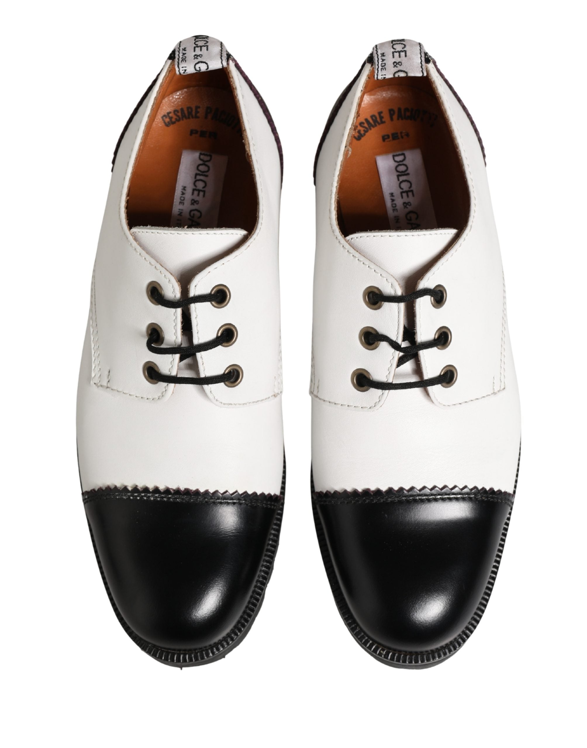 Dolce & Gabbana Dolce & Gabbana Black White Leather Derby Women's Shoes
