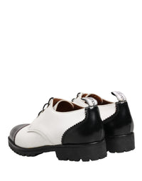 Dolce & Gabbana Dolce & Gabbana Black White Leather Derby Women's Shoes