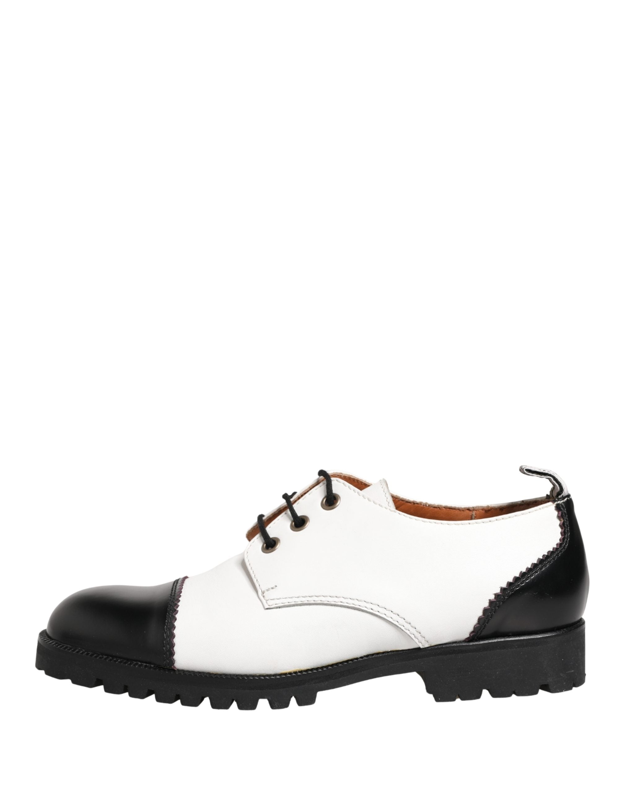 Dolce & Gabbana Dolce & Gabbana Black White Leather Derby Women's Shoes