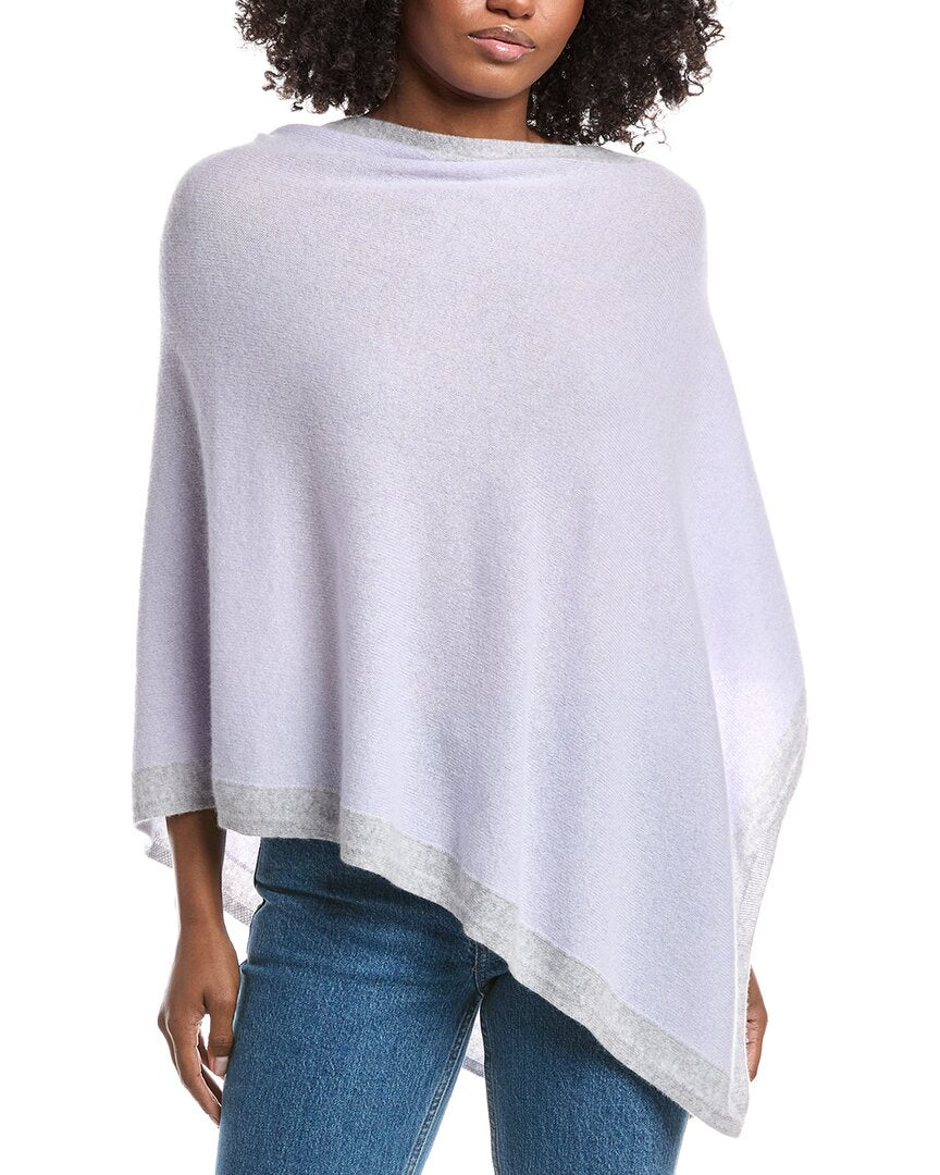 Forte Cashmere Contrast Trim Cashmere Poncho