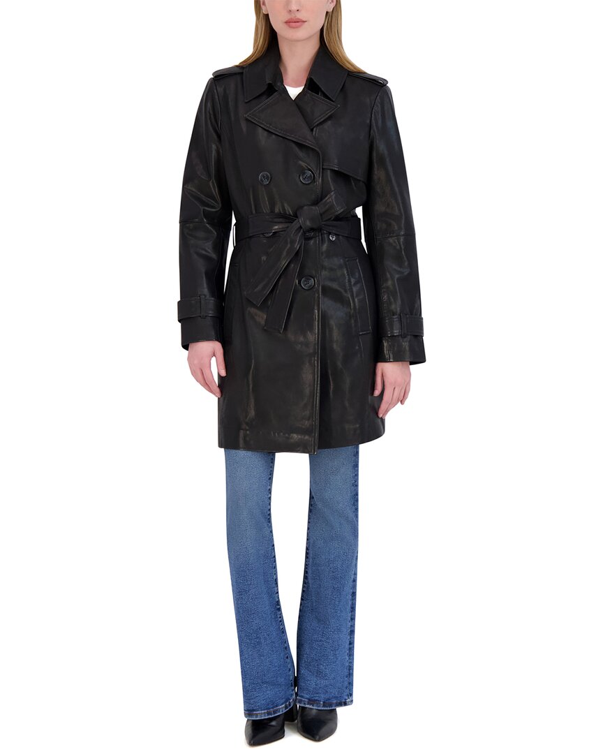 Tahari Tahari Natalie Medium Leather Trench Coat