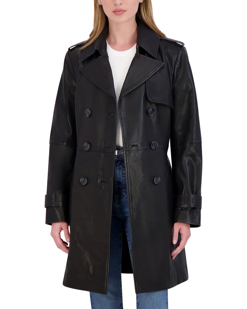 Tahari Tahari Natalie Medium Leather Trench Coat