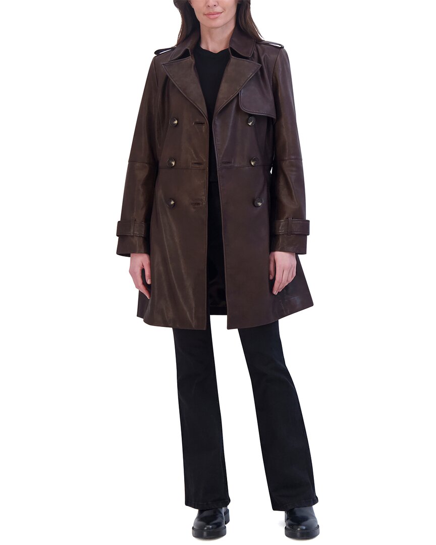 Tahari Tahari Natalie Medium Leather Trench Coat