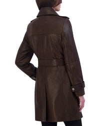 Tahari Tahari Natalie Medium Leather Trench Coat