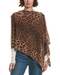 Sofiacashmere Leopard Print Wool & Cashmere-Blend Poncho, Brown