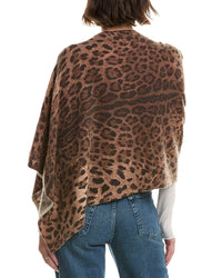 Sofiacashmere Leopard Print Wool & Cashmere-Blend Poncho, Brown