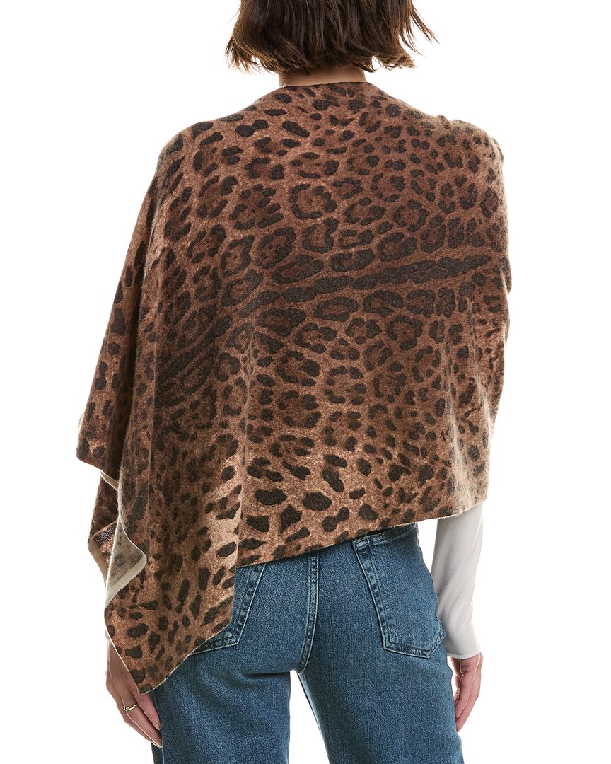 Sofiacashmere Leopard Print Wool & Cashmere-Blend Poncho, Brown