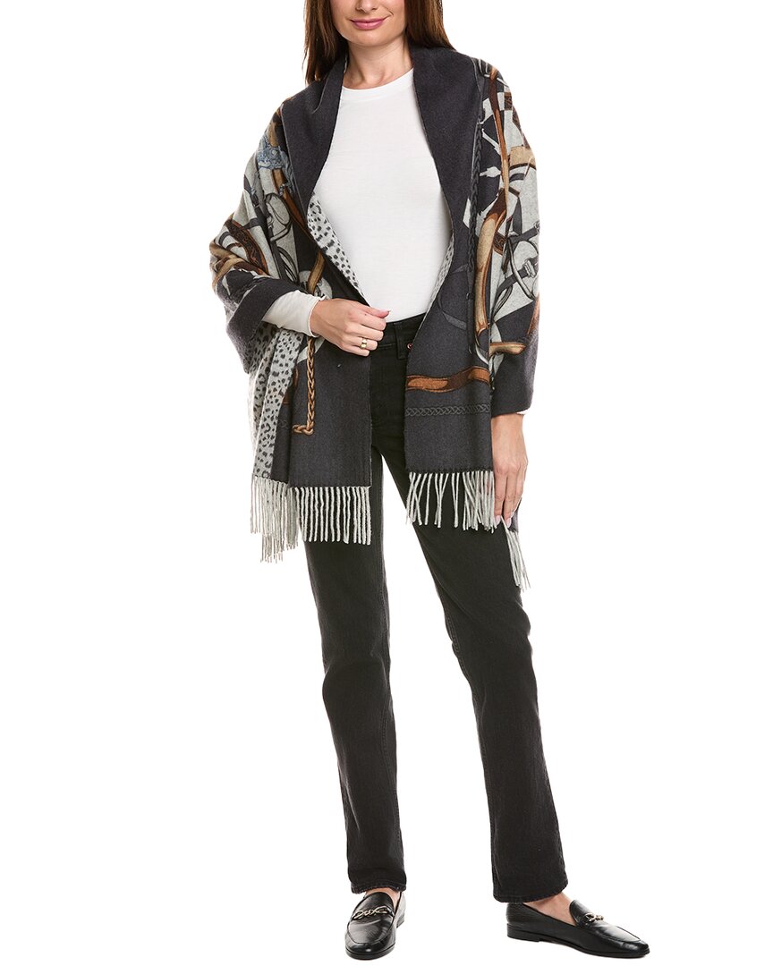 La Fiorentina La Fiorentina Equestrian Print Cashmere & Wool-Blend Wrap