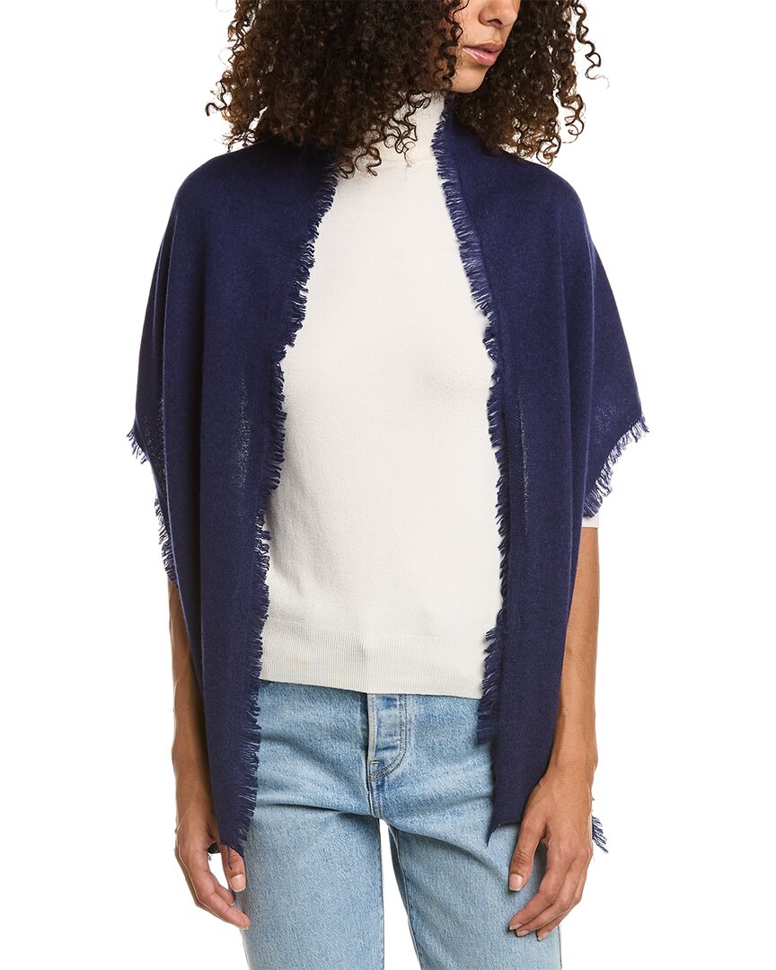 In2 By Incashmere Fringe Cashmere Wrap One Size Fits All Navy