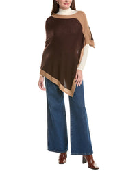 Forte Contrast Trim 100% Cashmere Poncho