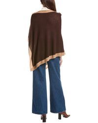 Forte Contrast Trim 100% Cashmere Poncho