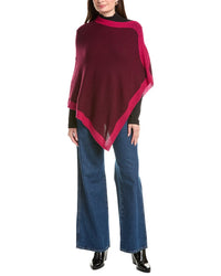 Forte Contrast Trim 100% Cashmere Poncho