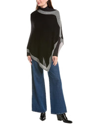 Forte Contrast Trim 100% Cashmere Poncho