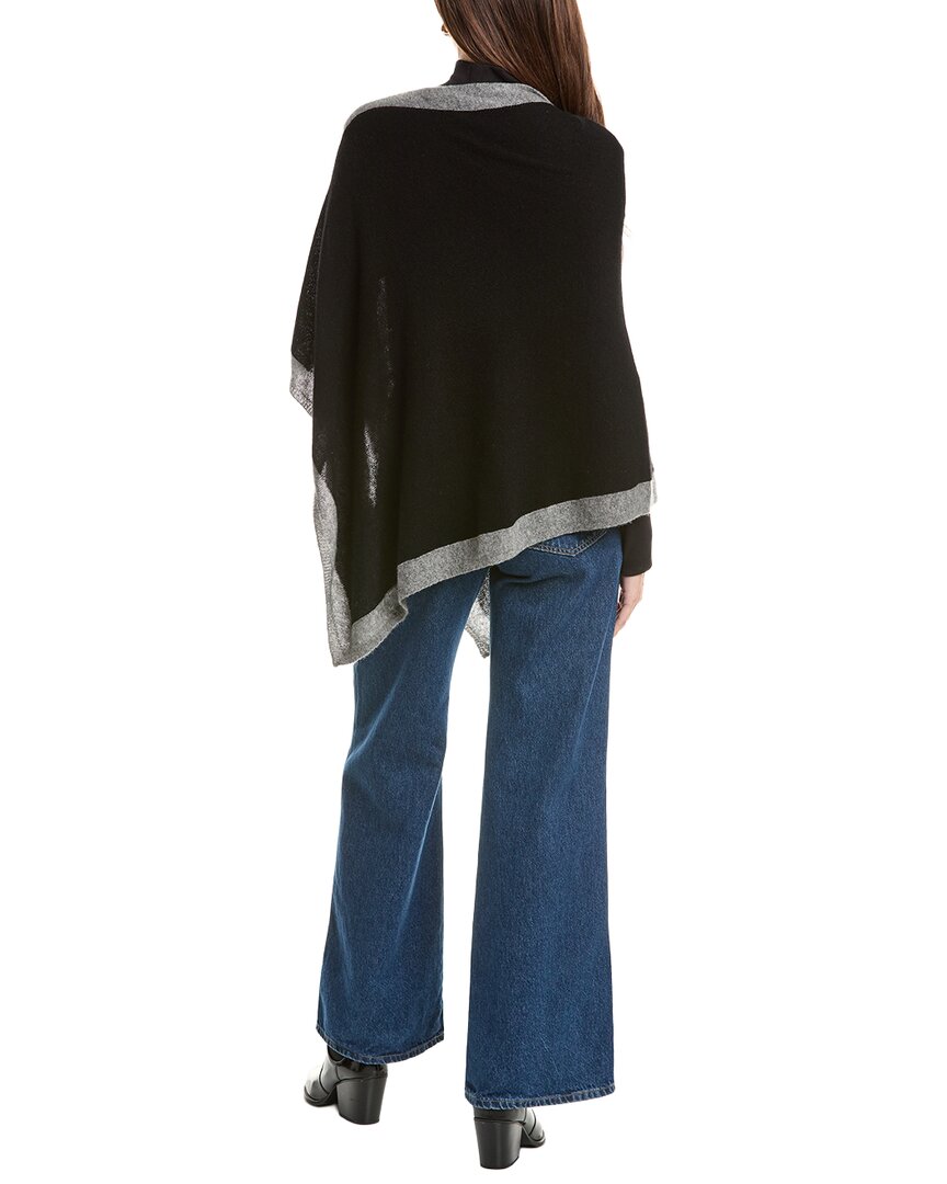 Forte Contrast Trim 100% Cashmere Poncho