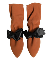 Dolce & Gabbana Brown Black Suede Boots Women's Shoes