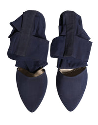 Dolce & Gabbana Blue Cotton Ankle Boots Women's Shoes